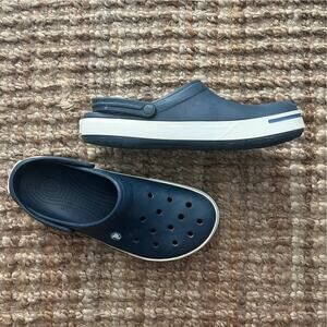 Crocs Crocband Clog Navy White Men's 13 Slip On Comfort Sandals EUC